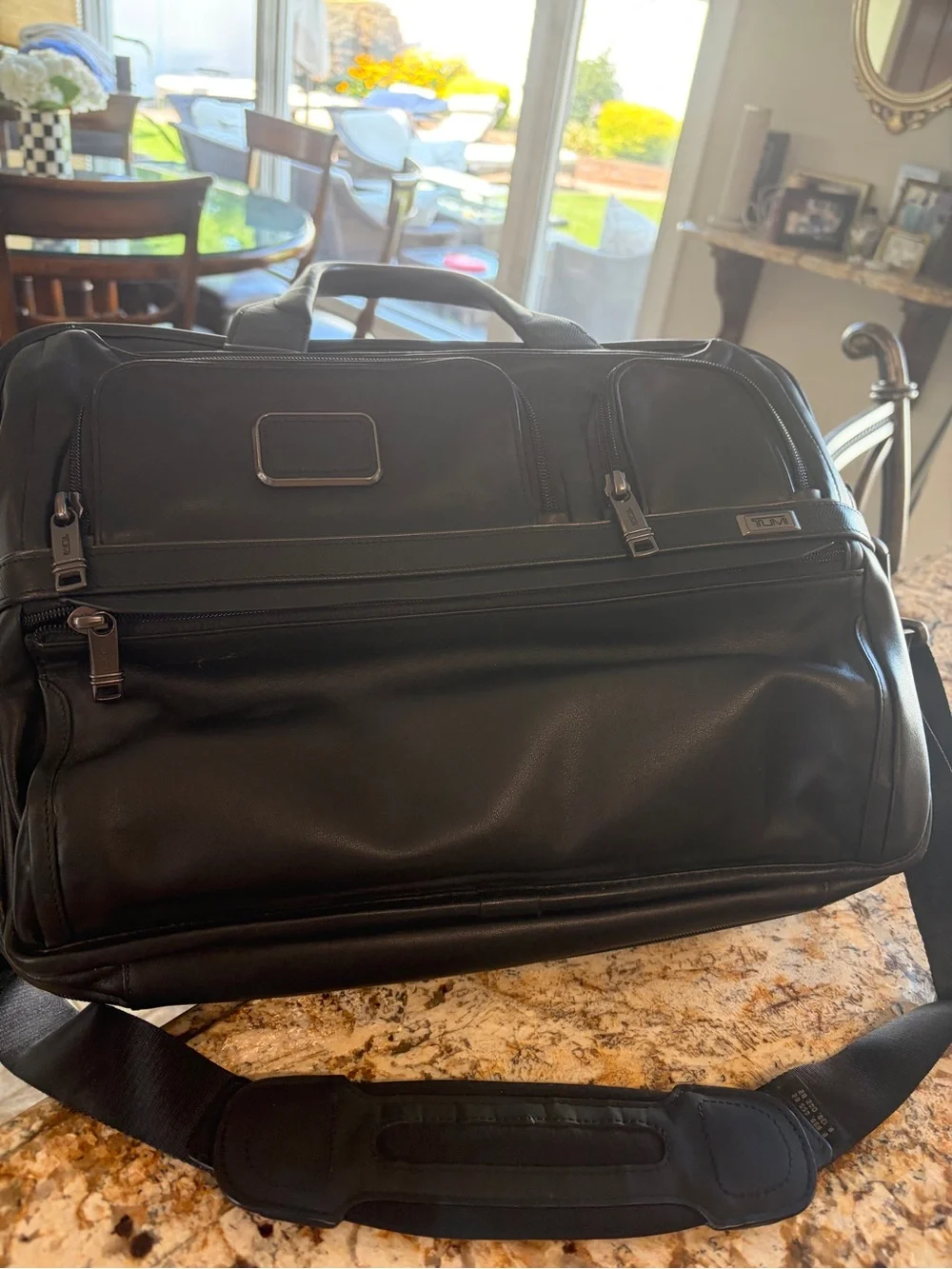 Tumi Black Leather Briefcase with Dual Handles